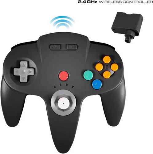 Vista 2 de KIWITATA Wireless N64 Controller for Retro Games, 2.4GHZ Rechargeable Wireless Remote Joystick Game Pad Controller Compatible with N64 Video System