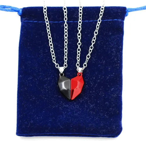Vista 6 de 2 collares magnéticos a juego con corazón de amor BFF para hombres y mujeres, juego de collares personalizados con nombre para parejas, 2 mejores