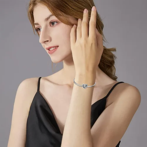 Vista 4 de PEIMKO Dije personalizado de plata de ley con diseño de corazón de flor de nacimiento y corazón de flor de nacimiento, pulsera de serpiente, regalo