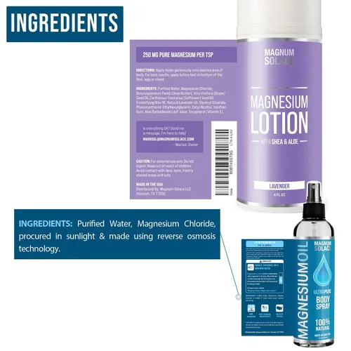 Vista 2 de Magnum Solace Spray de magnesio y loción de magnesio