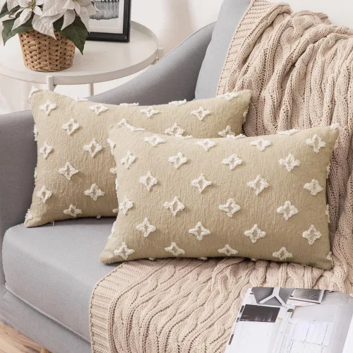 Vista 12 de MIULEE Juego de 2 fundas de almohada decorativas de jacquard rómbico, funda de cojín cuadrada suave para sofá, cama, dormitorio, sala de estar, 16 x