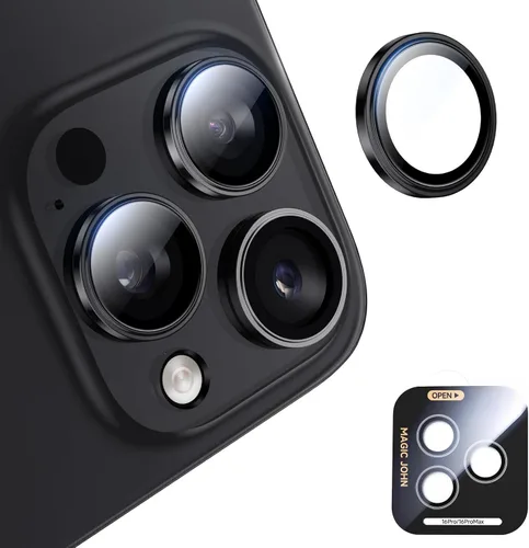 Vista 8 de MAGIC JOHN Protector de lente de cámara para iPhone 16Plus/16 [kit de alineación y ajuste perfecto invisible 1:1] Vidrio templado aeroespacial 9H