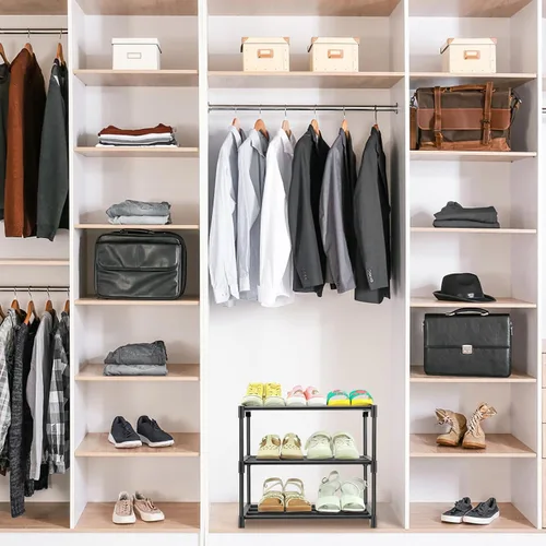 Vista 8 de HITHIM Zapateros pequeños de 3 niveles, zapatero estrecho para 5-6 pares de almacenamiento de zapatos, zapateros para niños para lugares pequeños