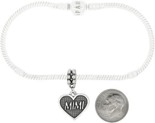 Vista 2 de LGU Abalorio de plata de ley oxidado con forma de corazón, Plata esterlina