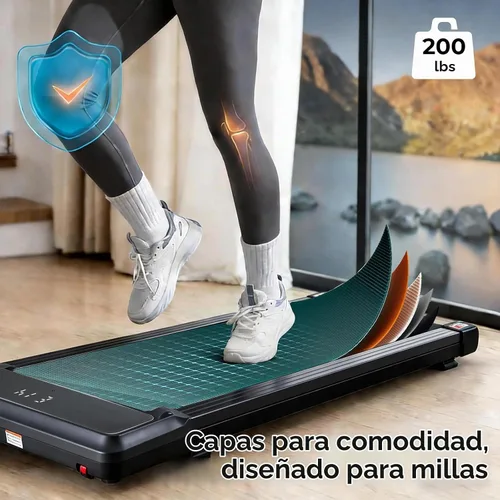Vista 5 de 3-in-1 Walking Pad Under Desk Treadmill for Home Office Portable Negro oscuro