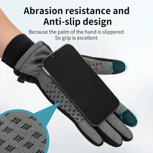 Vista 5 de Santic Guantes térmicos de ciclismo de invierno para hombres y mujeres, guantes acolchados para pantalla táctil, para entrenamiento, correr