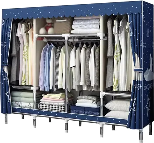 Vista 15 de large closets Portable Wardrobe Closet Thick Metal Frame Closets for Bedroom Cloth Wardrobe Closet for Bedroom Hanging Clothes Closet Space-saving