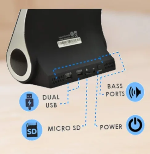 Vista 6 de Cargador inalámbrico de carga rápida, altavoces Bluetooth premium, estación de acoplamiento con micrófono integrado, llamada manos libres, estación