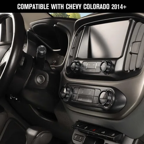 Vista 2 de Jimen Compatible con Chevrolet Colorado/GMC Canyon 2014-2022, 8 piezas de botón de CA de volumen de audio de consola central, intermitente e Negro