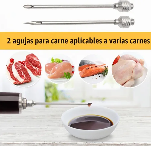 Vista 2 de Inyector de carne, jeringa inyectora de pavo de adobo de plástico con aguja de carne atornillada para parrilla de barbacoa ahumadora, 1 oz, rojo
