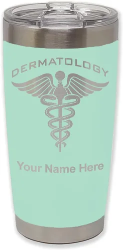 Vista 7 de LaserGram Vaso aislado al vacío de 20 onzas, dermatología, grabado personalizado incluido (negro)