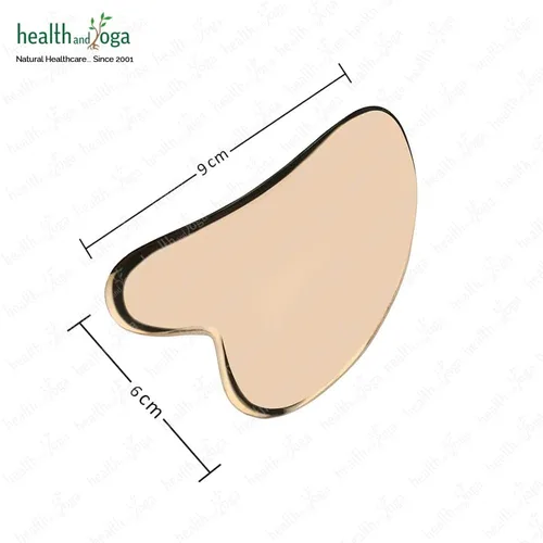 Vista 7 de HealthAndYoga™ Ayurveda BronzLove Kansa Gua Sha Herramienta de masaje con aceite facial de belleza, escultura de tejido suave para cara y cuello