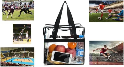 Vista 5 de Bolsa transparente aprobada para estadios, bolsa transparente de seguridad para estadios, viajes y gimnasio, 12 x 6 x 12 pulgadas