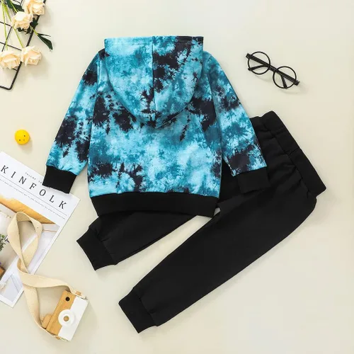 Vista 8 de Conjunto de sudadera con capucha de manga larga para bebé niño y niño pequeño + pantalones deportivos para otoño e invierno