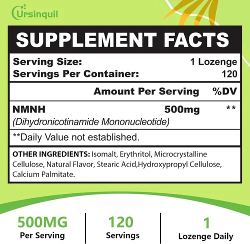 Vista 6 de NMNH sublingual de 500 mg (mononucleótido de dihidronicotinamida) (120 porciones, NMNH 500 mg por porción) Suplemento NAD para aumentar los niveles