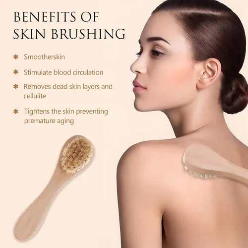 Vista 4 de Paquete de 2 mini cepillo seco, cepillo de cerdas naturales para cuerpo pequeño, cepillo exfoliante de limpieza facial para piel suave y otras áreas