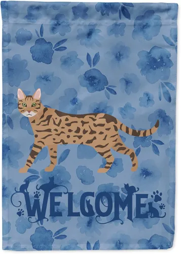 Vista 94 de Caroline's Treasures CK4813CHF - Bandera de bienvenida con gato abisinio azul, manga grande, para porche, para colgar en la pared, poliéster