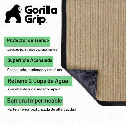 Vista 2 de GORILLA GRIP Traffic Guard - Tapete resistente para interiores y exteriores Beige