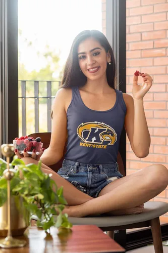 Vista 2 de Camiseta sin mangas para mujer con logotipo completo de la Universidad Estatal de Kent - Ropa de Kent State Golden Flashes