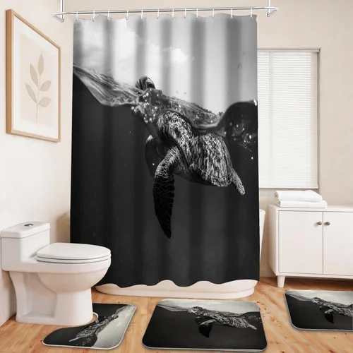 Vista 11 de Cool Modern - Juego de portaaviones para niños con cortina de ducha náutica militar y alfombras de 20 x 31 pulgadas, accesorios de baño, decoración