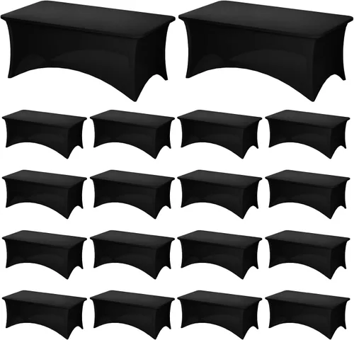 Vista 75 de Fixwal Paquete de 6 Manteles de Mesa Rectangulares, Cubierta de Mesa de 6 Pies, Mantel Blanco Rectangular Ajustado Elástico Rectangular, Cubierta