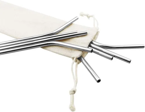 Vista 6 de Pajitas de metal de colores para leche y té, reutilizables, de acero inoxidable 304 con cepillo y bolsa de limpieza