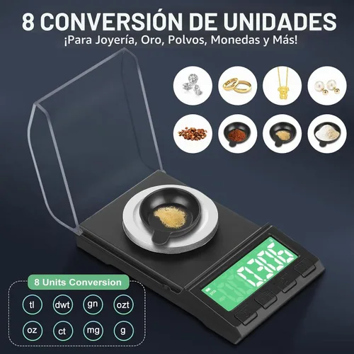 Vista 3 de Báscula portátil de miligramos de 3.53 oz/0.00004 oz, báscula recargable