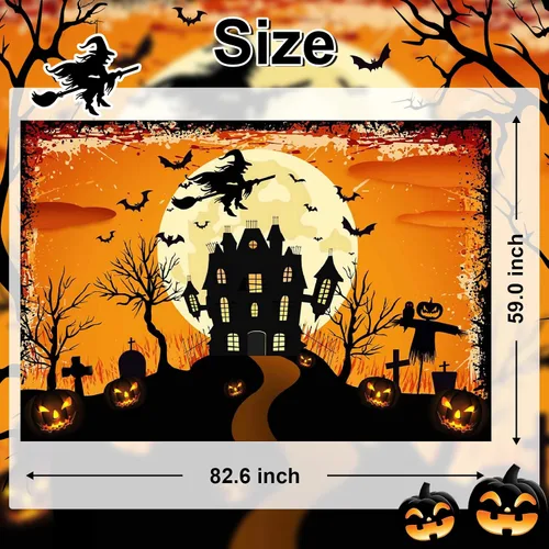 Vista 6 de Avezano Telón de fondo de Halloween Horrible Night Cementerio de Nochebuena Decoración de fiesta de Halloween para niños, pancarta de fondo