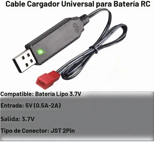 Vista 5 de Cable de carga USB de 3.7 V con enchufe JST compatible con helicóptero de avión RC/Sky Viper Drone/RC Car Toys Accesorios para batería Lipo
