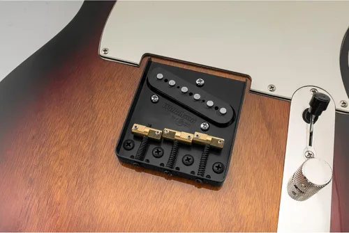 Vista 6 de Wilkinson WTB Vintage Telecaster Bridge 3 Sillines de latón compensado para guitarra eléctrica estilo Tele, negro