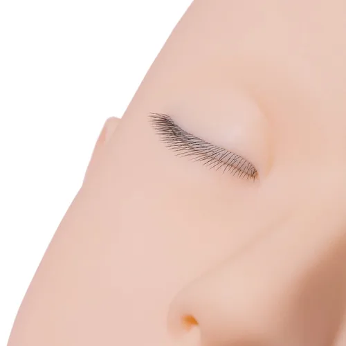 Vista 4 de Amber Lash Cabeza de maniquí con pestañas incrustadas en capas, para extensión de pestañas y práctica de maquillaje permanente, con pestañas