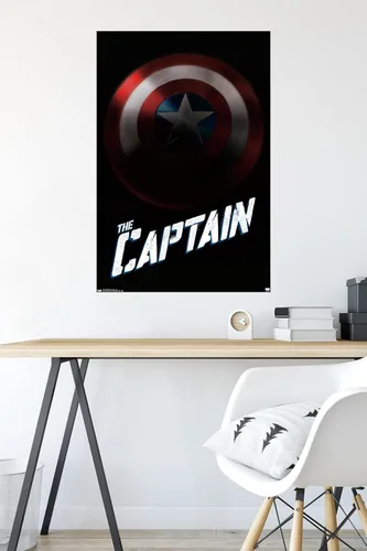 Vista 4 de Trends International Marvel Comics 24 x 36 - Póster de pared con escudo de Capitán América, 24 x 36 pulgadas, versión premium sin marco