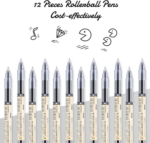 Vista 6 de Chinco 12 bolígrafos de tinta de gel negra de 0.014 in, papelería japonesa, bolígrafo chino extrafino para oficina, escuela, suministros