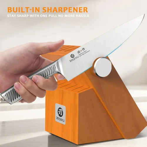 Vista 8 de imarku Juego de cuchillos de cocina de alta calidad, juego de cuchillos de chef japoneses afilados para cocina con afilador integrado, apto