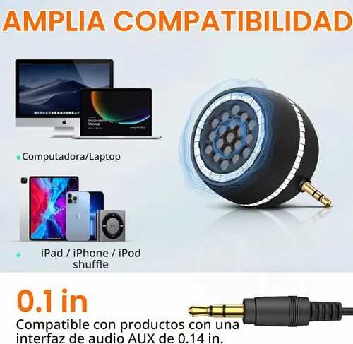 Vista 6 de Altavoz Mini Portátil, Altavoz Móvil de 3W con Entrada de Línea para Teléfonos Inteligentes/Tabletas/Computadoras con Interfaz de Audio AUX de 3.5mm
