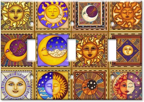 Vista 13 de Art Plates - Cubierta decorativa para interruptor de luz - Placa de pared metálica decorativa - Cubierta para interruptor de 2 llaves - Tema