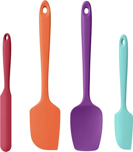 Vista 10 de Juego de 3 espátulas de silicona resistentes al calor, 600 ºF, utensilios de cocina antiadherentes sin BPA para mezclar sin costuras, plegar, raspar