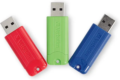 Vista 8 de Verbatim Unidad flash USB 3.0 retráctil de 16 GB a rayas, paquete de 5 unidades multicolor (verde, azul, rojo, morado, cian)