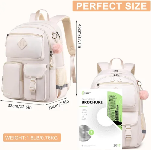 Vista 3 de Mochila escolar para niñas adolescentes, lindas mochilas universitarias para niños y estudiantes Bookbag Fit - Bolsa para laptop de 15.6 pulgadas