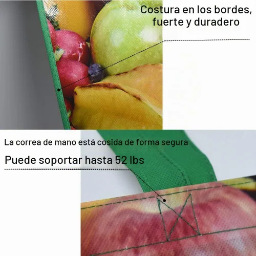 Vista 3 de FENELY Paquete de 6 bolsas de compras reutilizables, bolsas de la compra grandes plegables resistentes, ecológicas, impermeables de nailon Ripstop