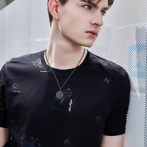 Vista 3 de Collar con colgante de plata de ley 925 con medalla de San Patrón, joyería religiosa para hombres y mujeres, con cadena de acero inoxidable 316L
