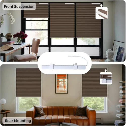 Vista 8 de SmartWings Persianas celulares motorizadas, persianas de panal compatibles con Zigbee/Alexa/Z-Wave/Homekit, control remoto inalámbrico para hogar