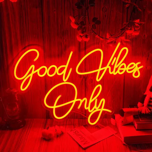 Vista 7 de FARNEW Good Vibes Only - Letrero de neón para pared, decoración de pared Azul