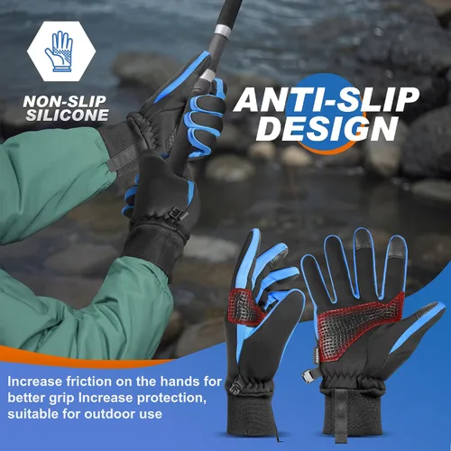 Vista 4 de Sukeen Guantes de invierno para hombre y mujer, guantes antideslizantes para pantalla táctil, guantes cálidos para correr, conducir, ciclismo
