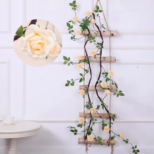 Vista 2 de Guirnalda de flores artificiales para colgar en la pared, de 118 pulgadas para colgar en la pared, guirnalda de plantas falsas para jardín, al aire