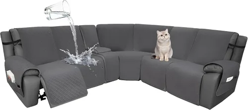 Vista 111 de Fundas de terciopelo 10% impermeables para sofá modular reclinable en forma de L, 1 pieza, fundas acolchadas para sofá reclinable esquinero, juego
