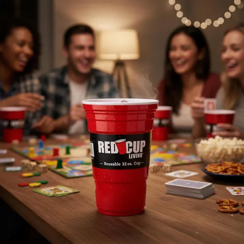 Vista 8 de Vasos de 32 onzas Taza roja reutilizable para fiesta, vaso y vaso Vasos de fiesta ideales para niños y adultos Suministros reutilizables
