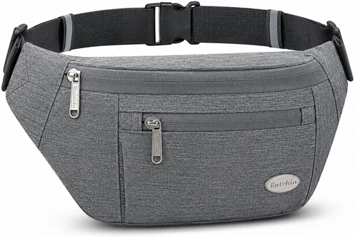 Vista 14 de Entchin Riñonera para mujeres y hombres, bolsa cruzada con 4 bolsillos con cremallera, bolsa de cintura ajustable, uno de los regalos esenciales