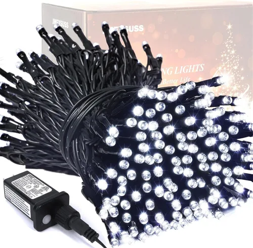 Vista 33 de JMEXSUSS Guirnalda de luces de Navidad de 200 LED azules y blancas, 66 pies, de exterior, expansible, para árbol, fiesta o decoración de hogar