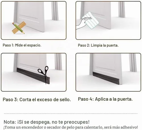 Vista 6 de Suptikes Paquete de 2 topes para puerta, barrido de puerta para puertas exteriores e interiores, sello debajo de la puerta, bloqueador de corrientes